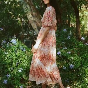 Christy Dawn Floral Red and Cream Dress